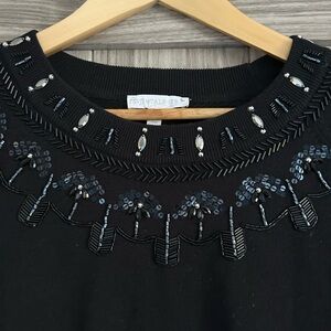Talbots Black Sweater with Beaded Details